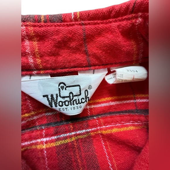 Vintage 70s Woolrich Men’s Red Plaid Cotton Flannel Size Large USA Made Outdoors - Picture 3 of 6